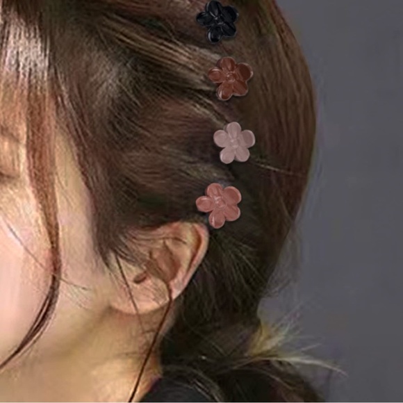 8 Pack 4 Colors Small Flower Claw Clips, Mini Hair Clips - Picture 4 of 7